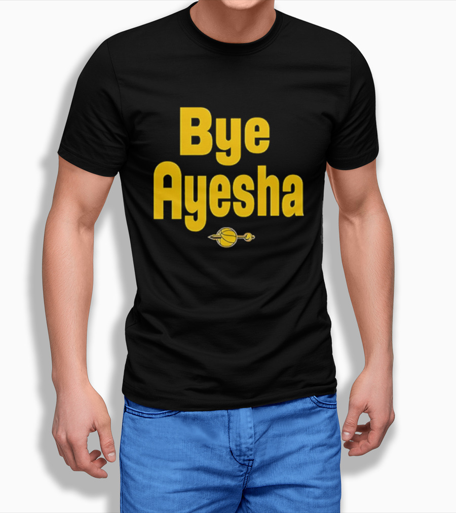 Bye Ayesha Basketball Team Yellow Text With Ball And Hoop T-Shirt
