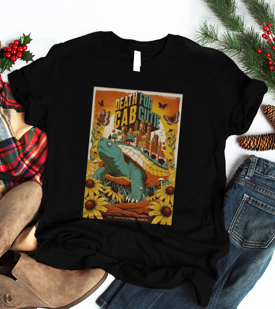 Death Cab For Cutie Merriweather Post Pavilion 7 21 2026 Columbia MD Art Butterflies Turtle Sunflowers T-Shirt