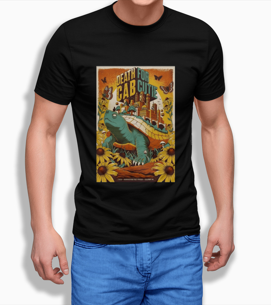 Death Cab For Cutie Merriweather Post Pavilion 7 21 2026 Columbia MD Art Butterflies Turtle Sunflowers T-Shirt