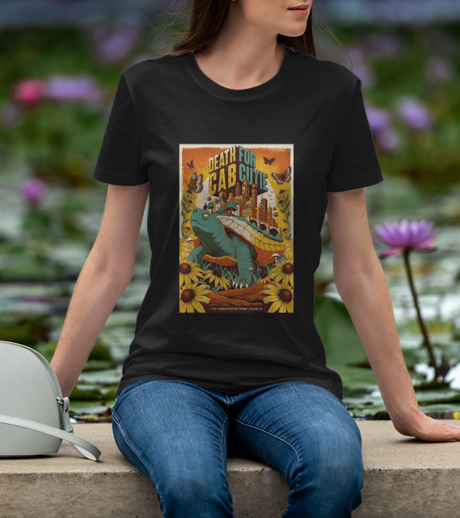 Death Cab For Cutie Merriweather Post Pavilion 7 21 2026 Columbia MD Art Butterflies Turtle Sunflowers T-Shirt