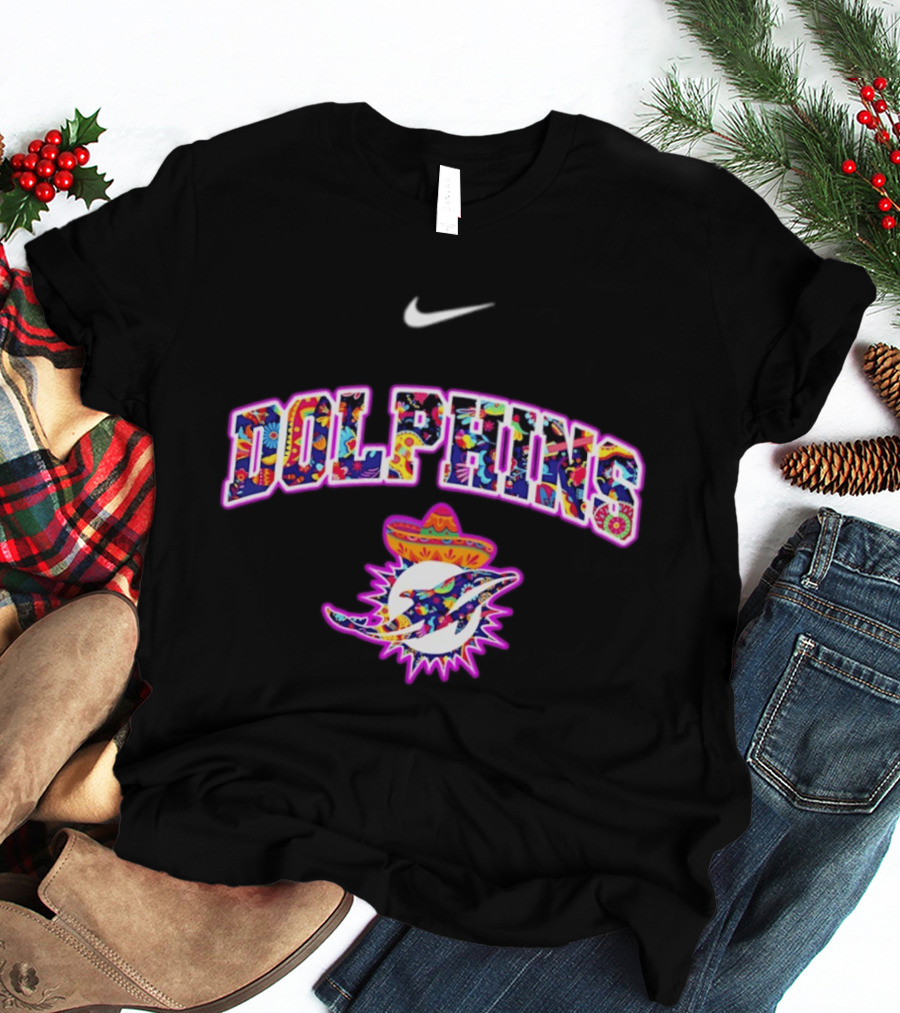 Nike Dolphins Hispanic Heritage Fiesta Florals Sombrero T-Shirt