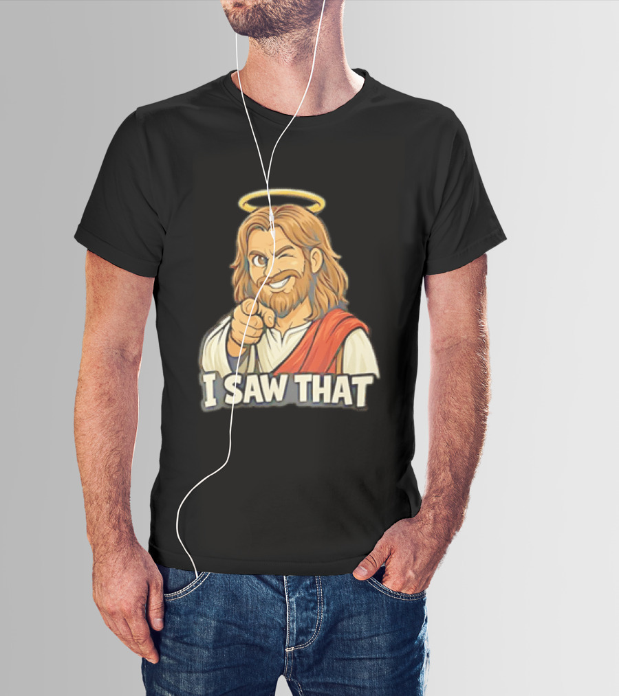 Jesus Winking Pointing I Saw That Halo Robe T-Shirt