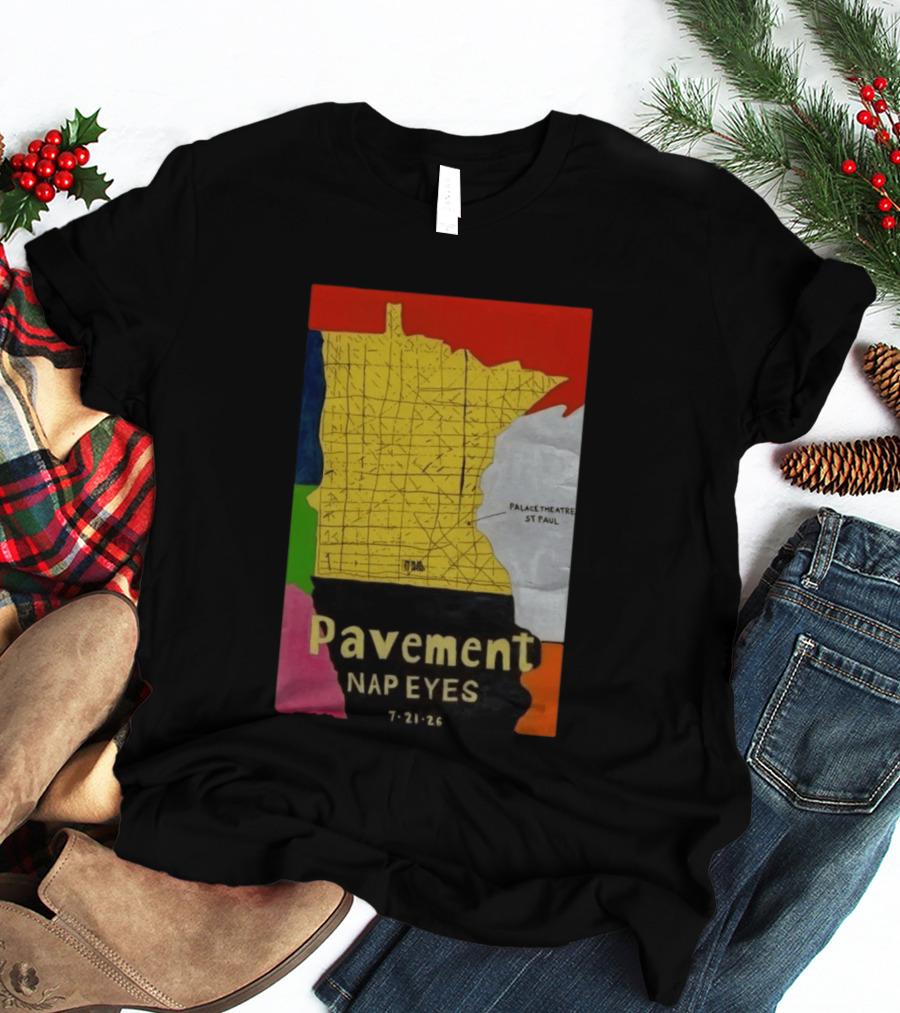 Pavement Nap Eyes Palace Theatre St Paul July 21 2026 Minnesota Map T-Shirt
