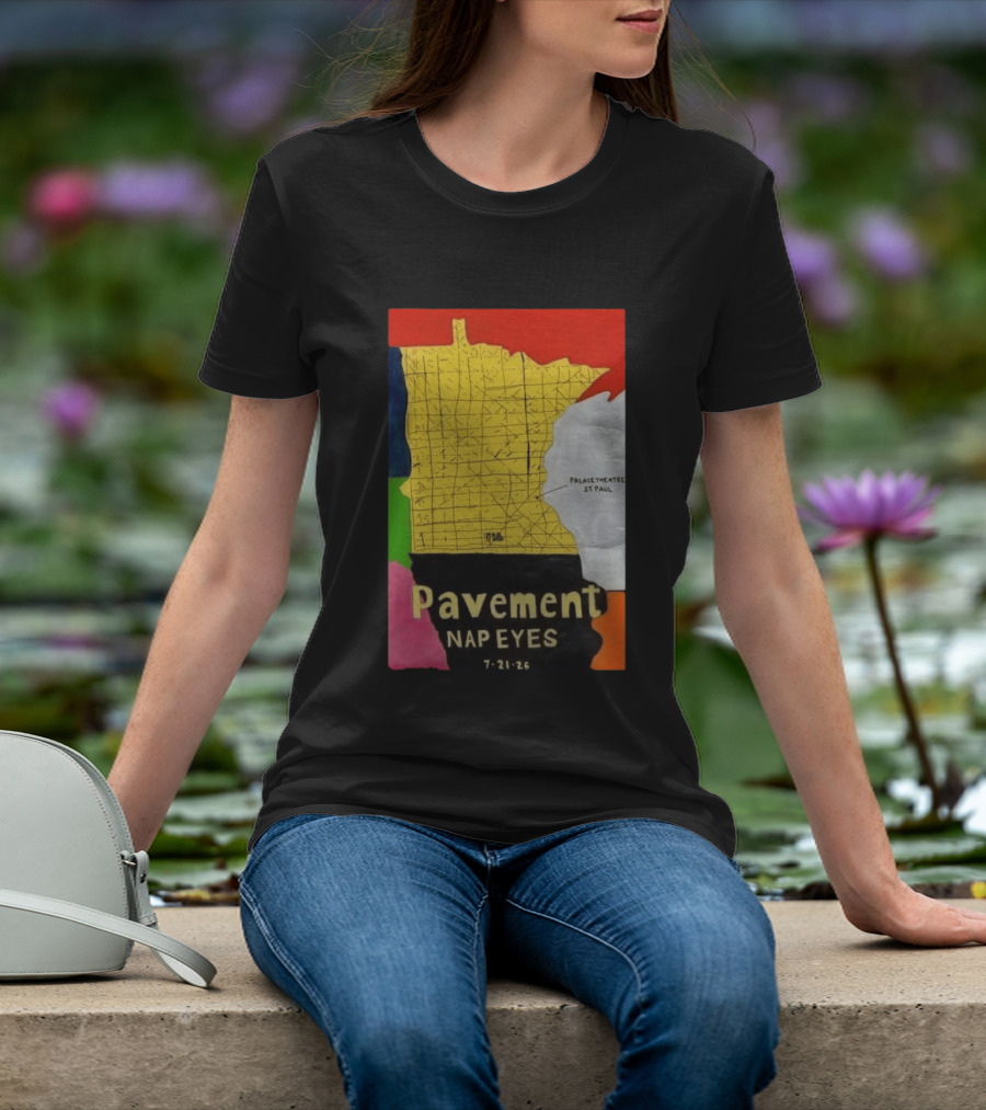 Pavement Nap Eyes Palace Theatre St Paul July 21 2026 Minnesota Map T-Shirt