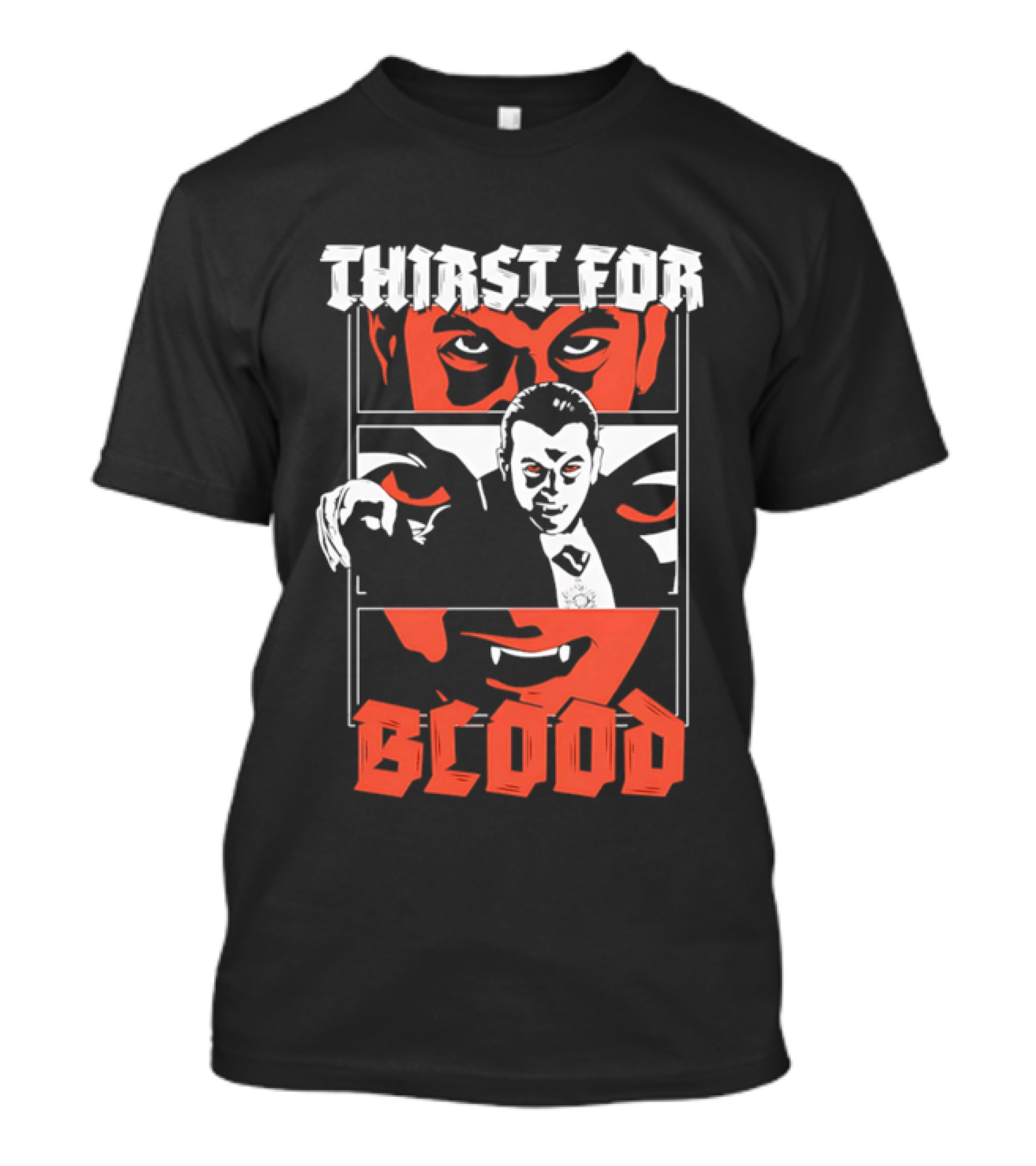 Thirst For Blood Vampire Horror Iconic Red Face T-Shirt