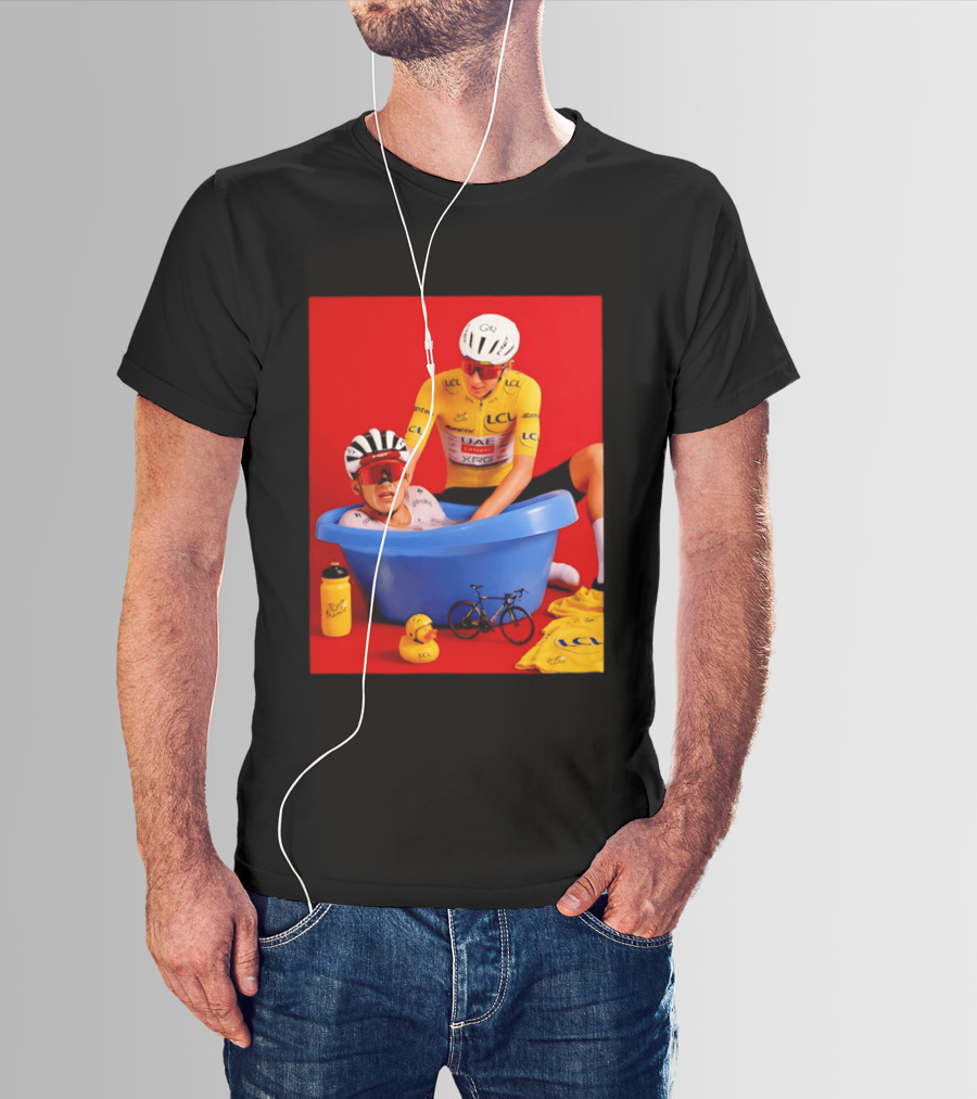 Tadej Pogačar Isaac Del Toro LCL UAE Team 2026 Cycling Bath Scene T-Shirt
