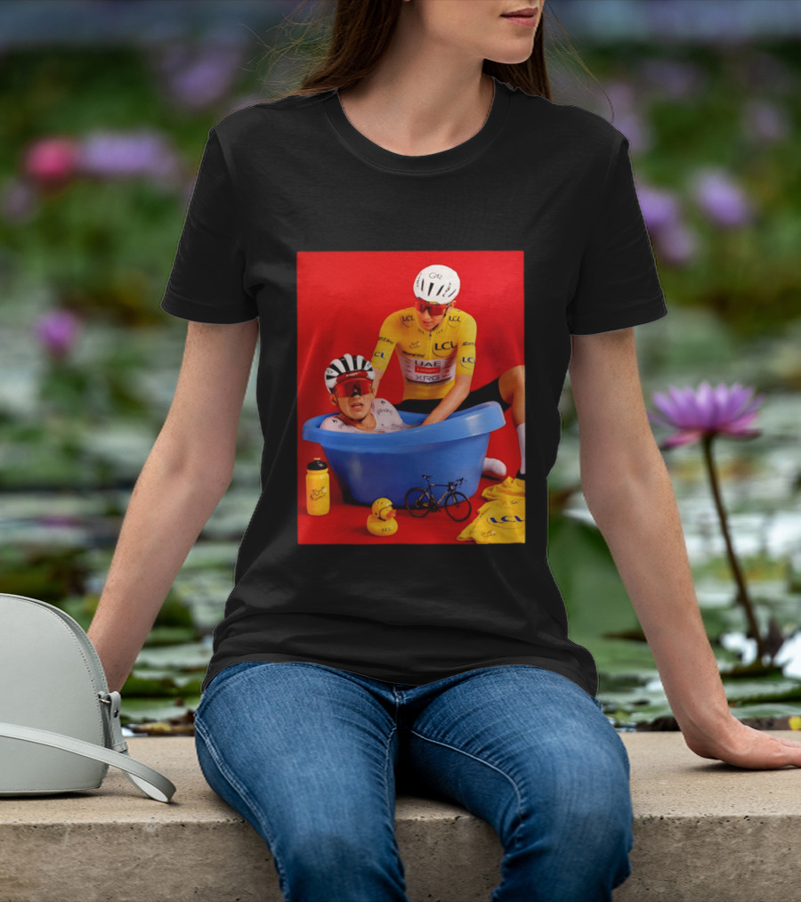 Tadej Pogačar Isaac Del Toro LCL UAE Team 2026 Cycling Bath Scene T-Shirt