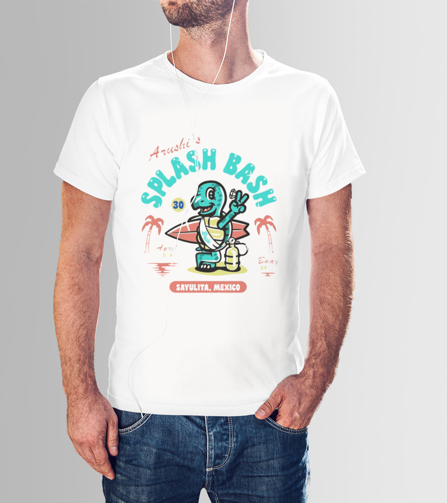 Arushi's Splash Bash Surfing Turtle 30th Birthday Sayulita Mexico T-Shirt