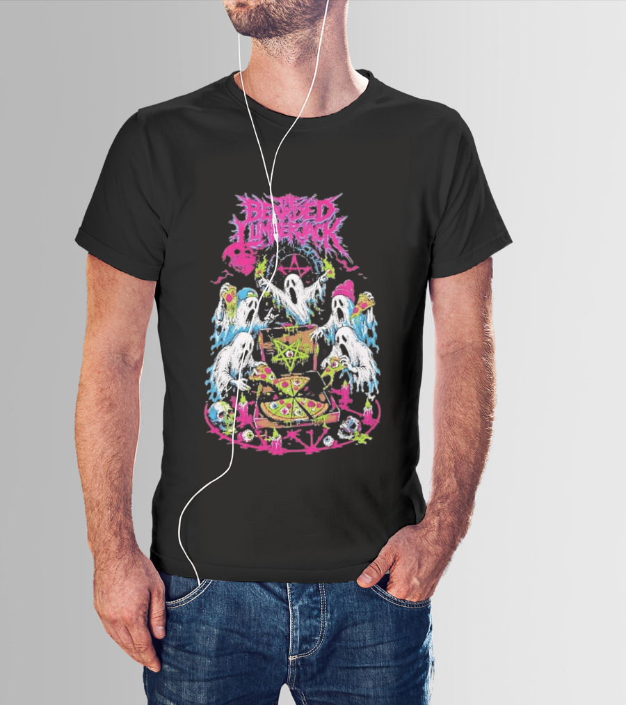 The Bearded Lumberjack Ghosts Enjoying Pizza With Pentagram T-Shirt