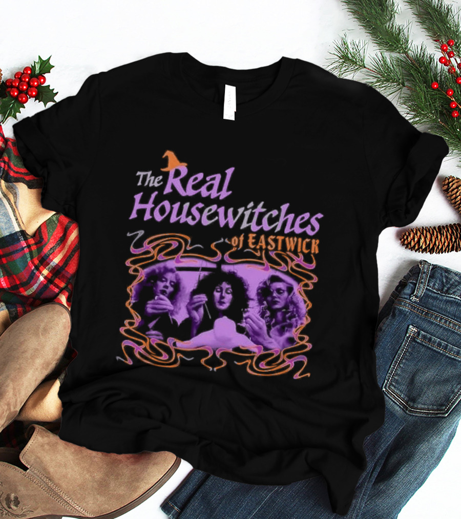 The Real Housewitches Of Eastwick Witchy Vibes Three Women Voodooing A Doll T-Shirt
