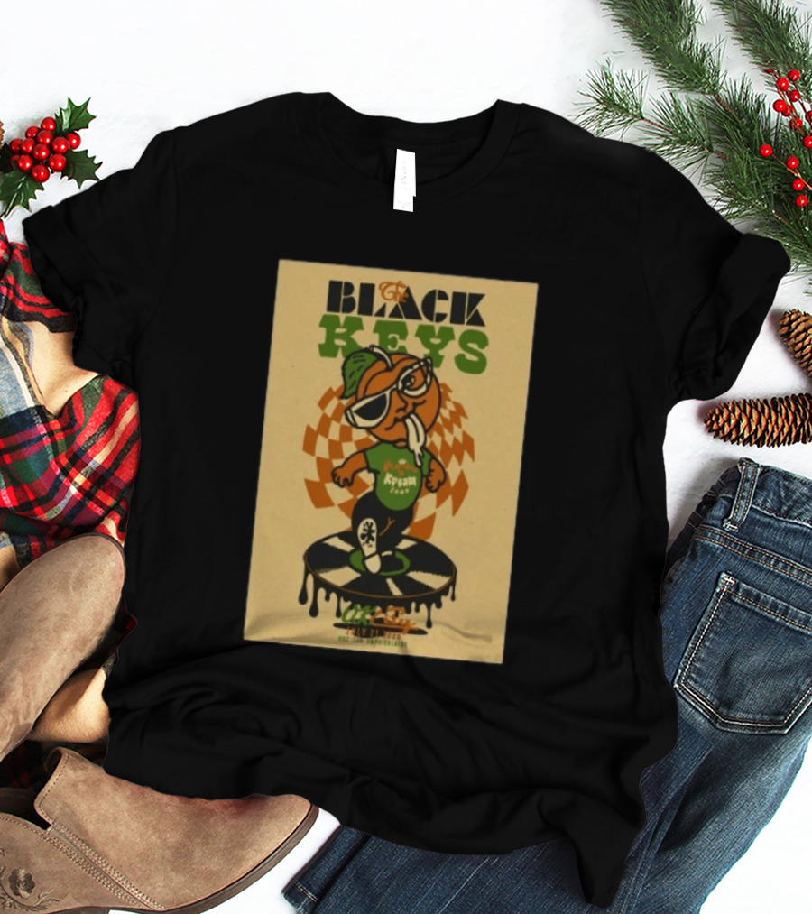 The Black Keys Oklahoma City OK July 21 2026 Checkered Record Orange Character Event T-Shirt