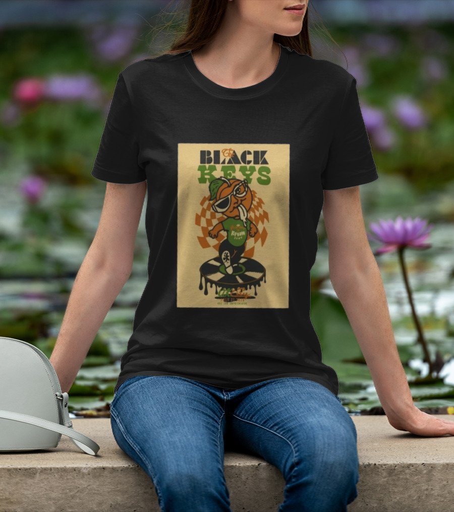 The Black Keys Oklahoma City OK July 21 2026 Checkered Record Orange Character Event T-Shirt