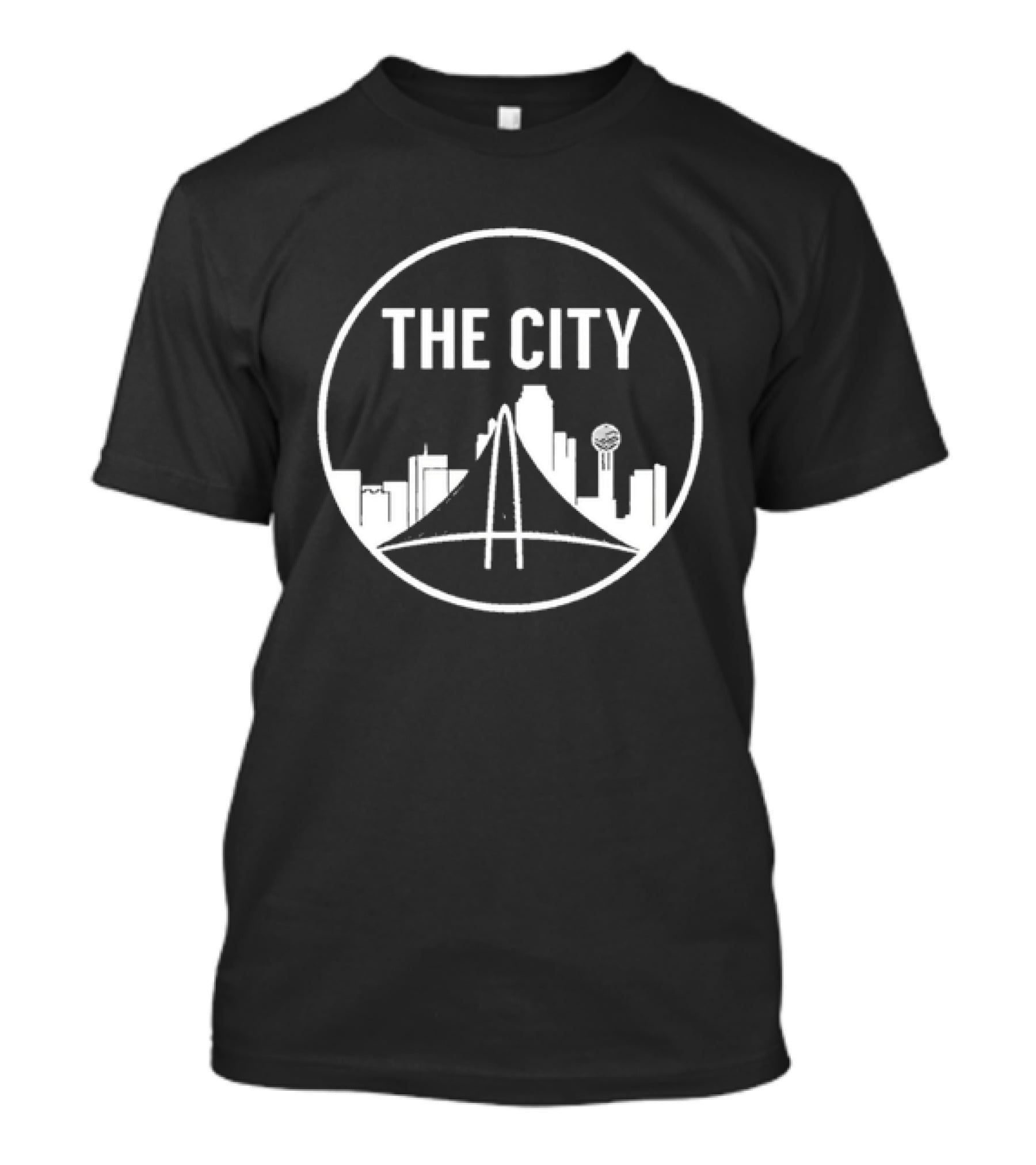 THE CITY Dallas Skyline Reunion Tower Margaret Hunt Hill Bridge T-Shirt