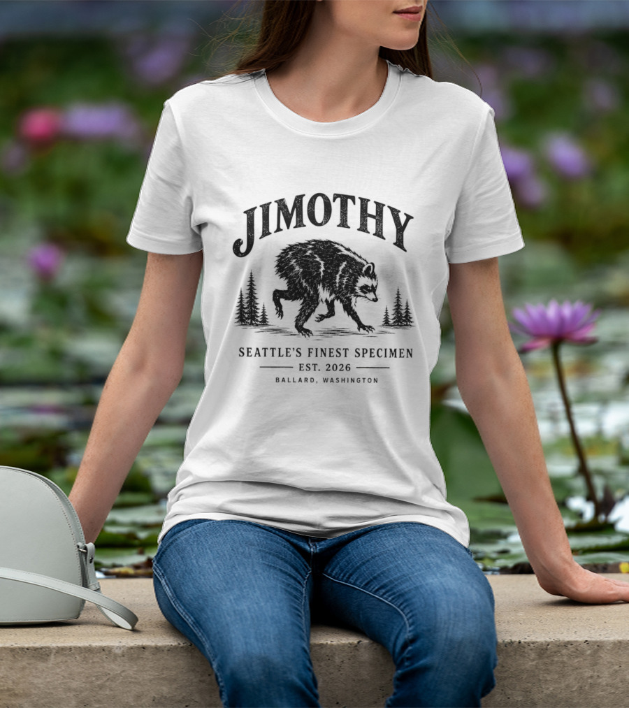 Jimothy Raccoon Short Spine Seattle's Finest Specimen Est. 2026 Ballard Washington T-Shirt