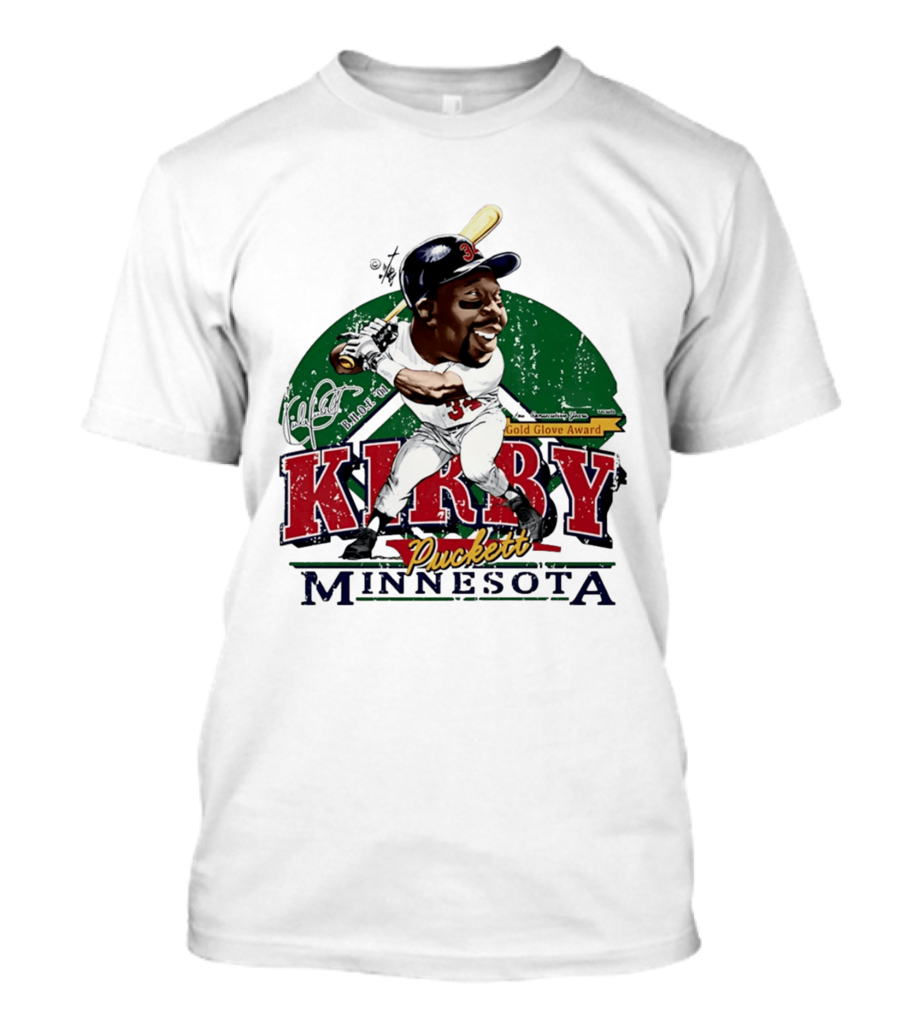 Kirby Puckett Minnesota Gold Glove Award Bruce Stark Collection T-Shirt
