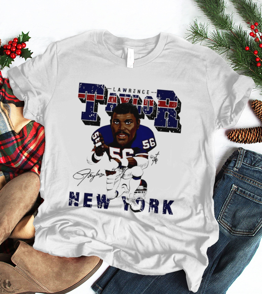 Lawrence Taylor New York Giants Kneeling Bruce Stark Collection T-Shirt