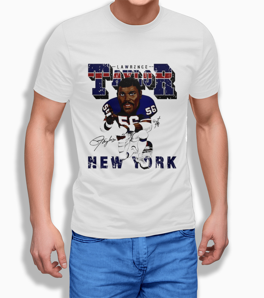 Lawrence Taylor New York Giants Kneeling Bruce Stark Collection T-Shirt