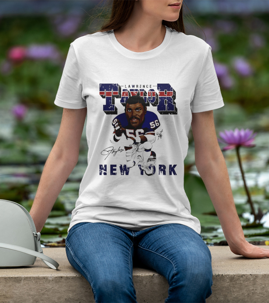 Lawrence Taylor New York Giants Kneeling Bruce Stark Collection T-Shirt