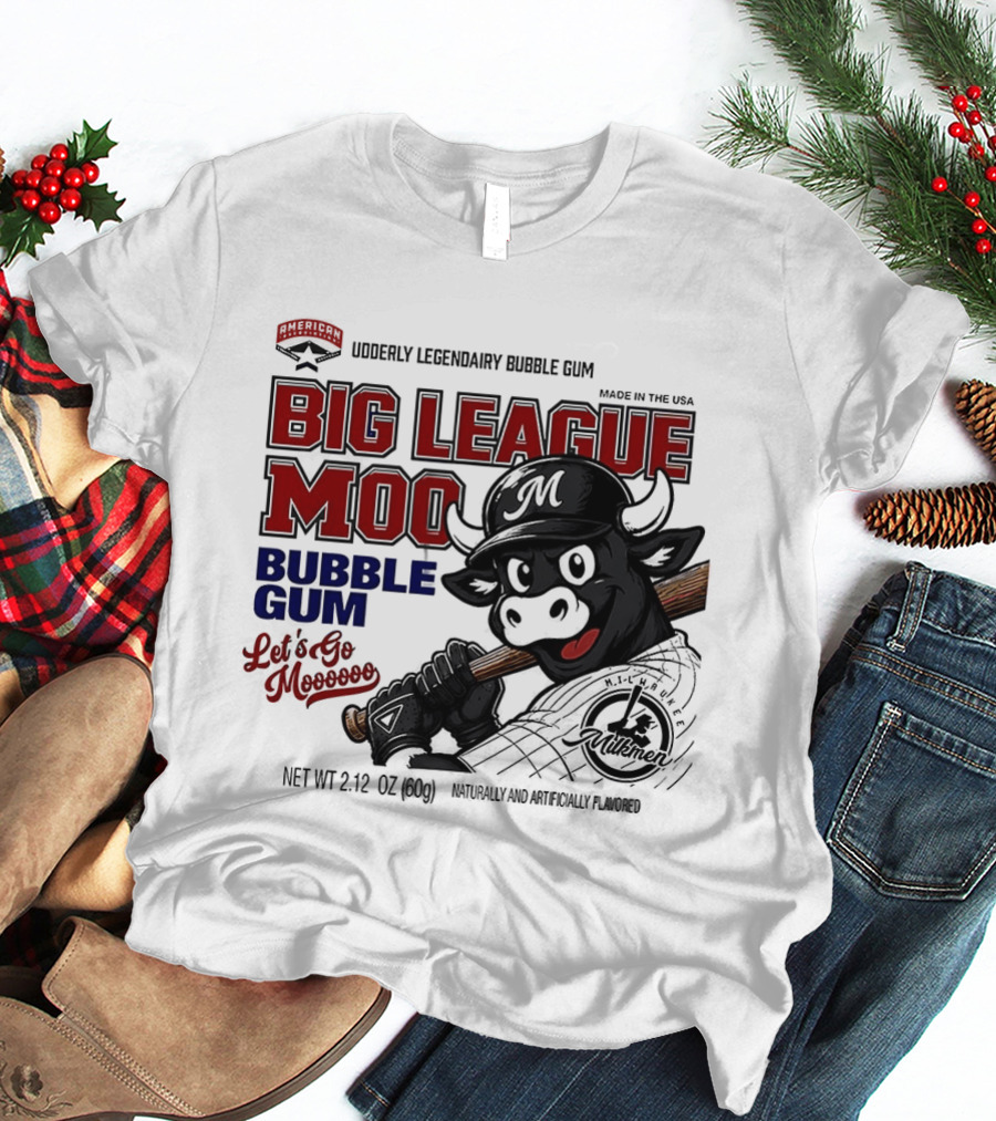 Milwaukee Milkmen Big League Moo Bubble Gum Udderly Legendary Made In USA T-Shirt