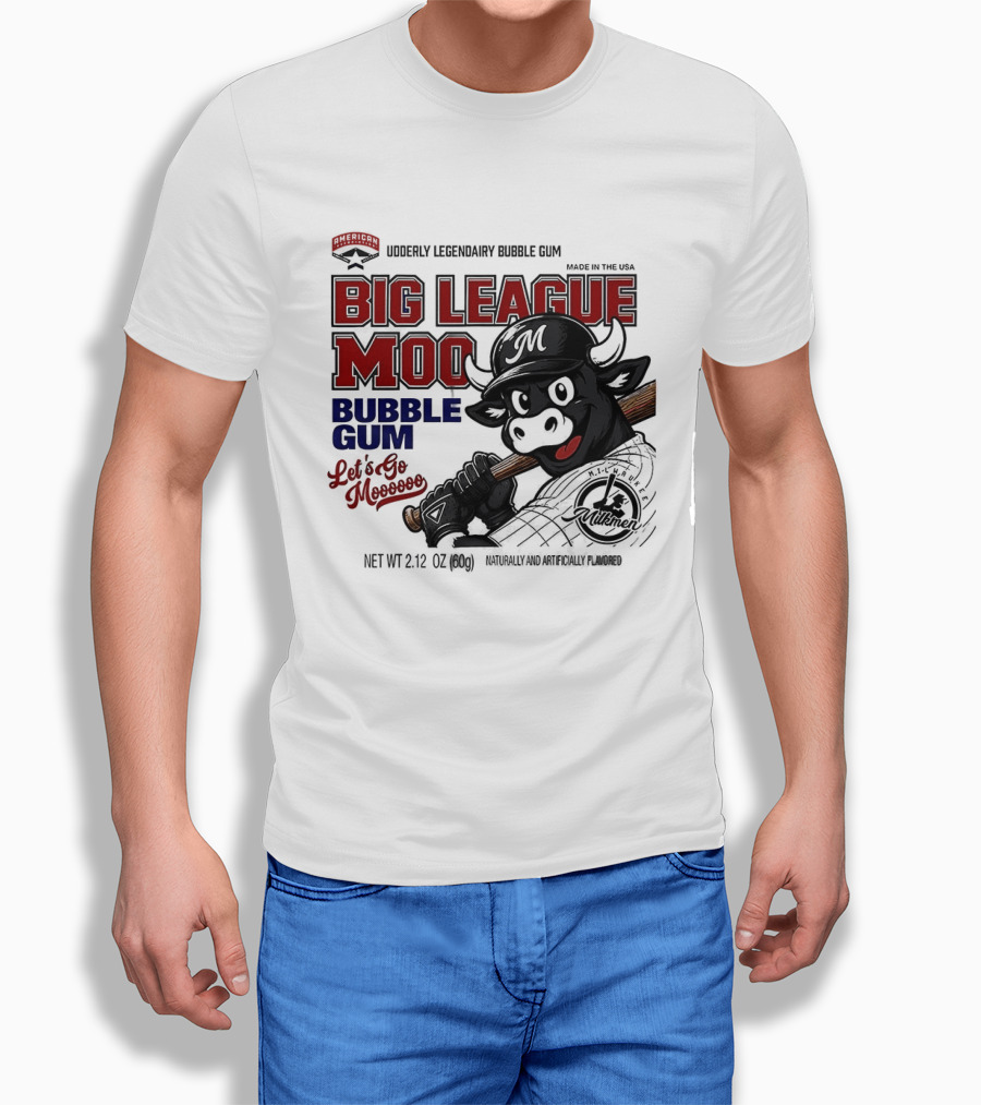 Milwaukee Milkmen Big League Moo Bubble Gum Udderly Legendary Made In USA T-Shirt