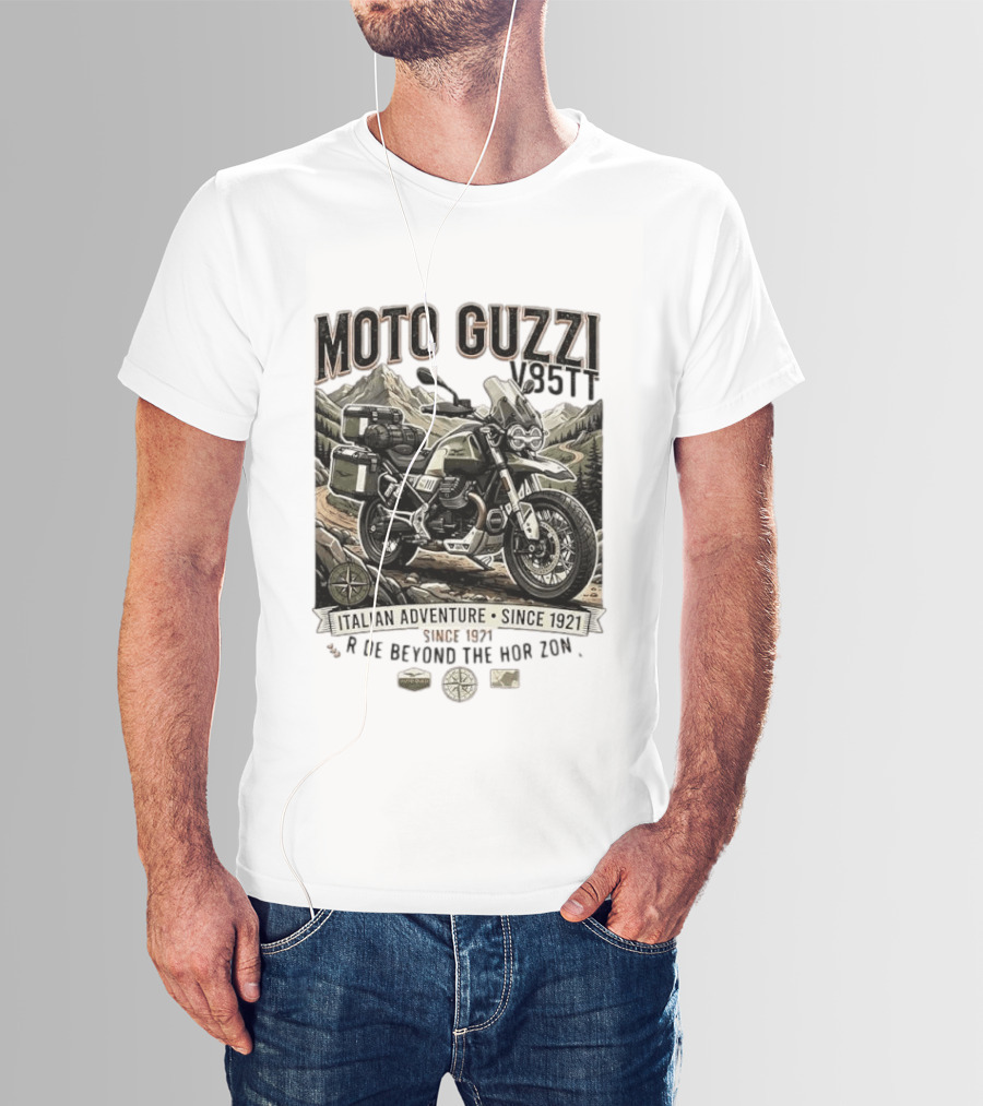 Moto Guzzi V85TT Italian Adventure Since 1921 Ride Beyond The Horizon T-Shirt