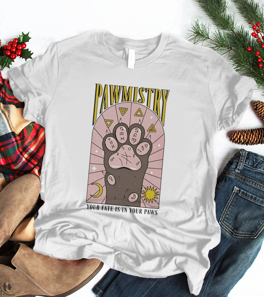 Pawmistry Astrology Cat Paw Your Fate Is In Your Paws Zodiac T-Shirt