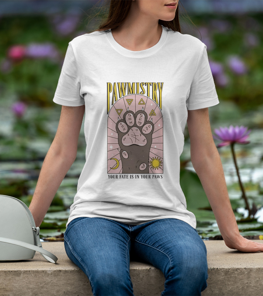 Pawmistry Astrology Cat Paw Your Fate Is In Your Paws Zodiac T-Shirt