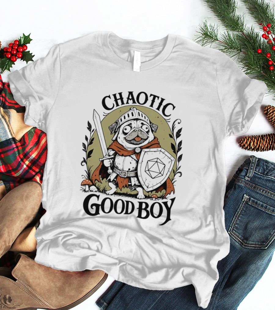 Chaotic Good Boy Pug Knight Dungeons And Dragons Adventure T-Shirt