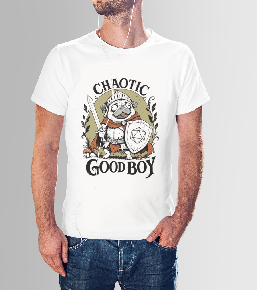 Chaotic Good Boy Pug Knight Dungeons And Dragons Adventure T-Shirt