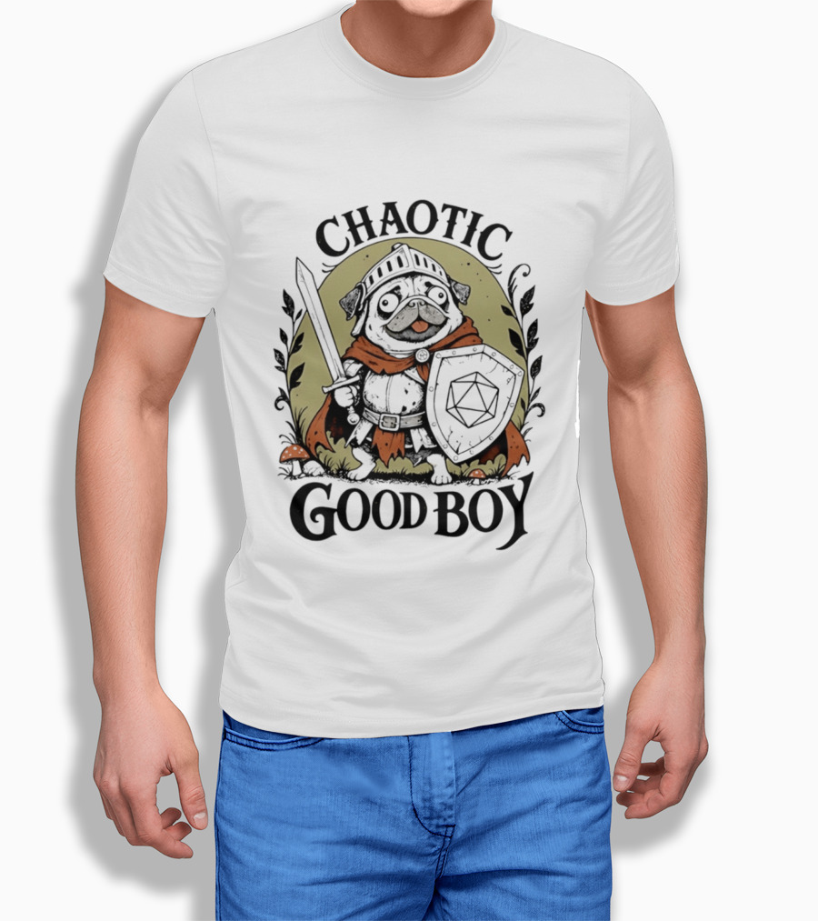 Chaotic Good Boy Pug Knight Dungeons And Dragons Adventure T-Shirt