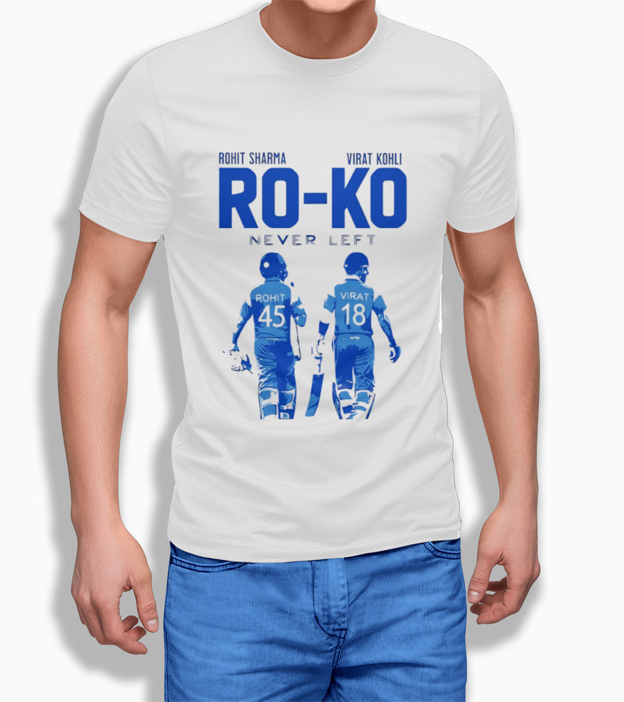 RO KO Rohit Sharma 45 Virat Kohli 18 Never Left T-Shirt
