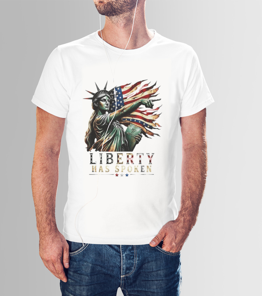 Sophia Cunningham Liberty Has Spoken Statue Of Liberty Pointing July Freedom Flag T-Shirt