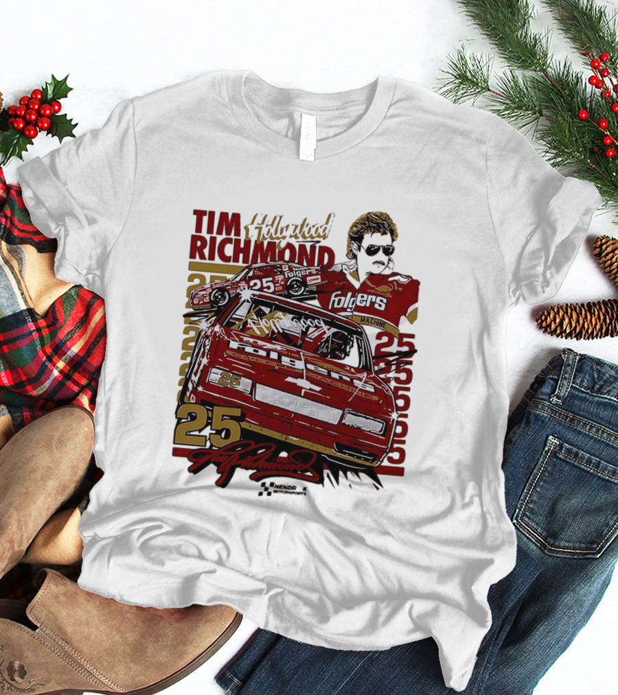 Tim Richmond Hollywood 25 Hendrick Motorsports Folgers NASCAR Racing T-Shirt