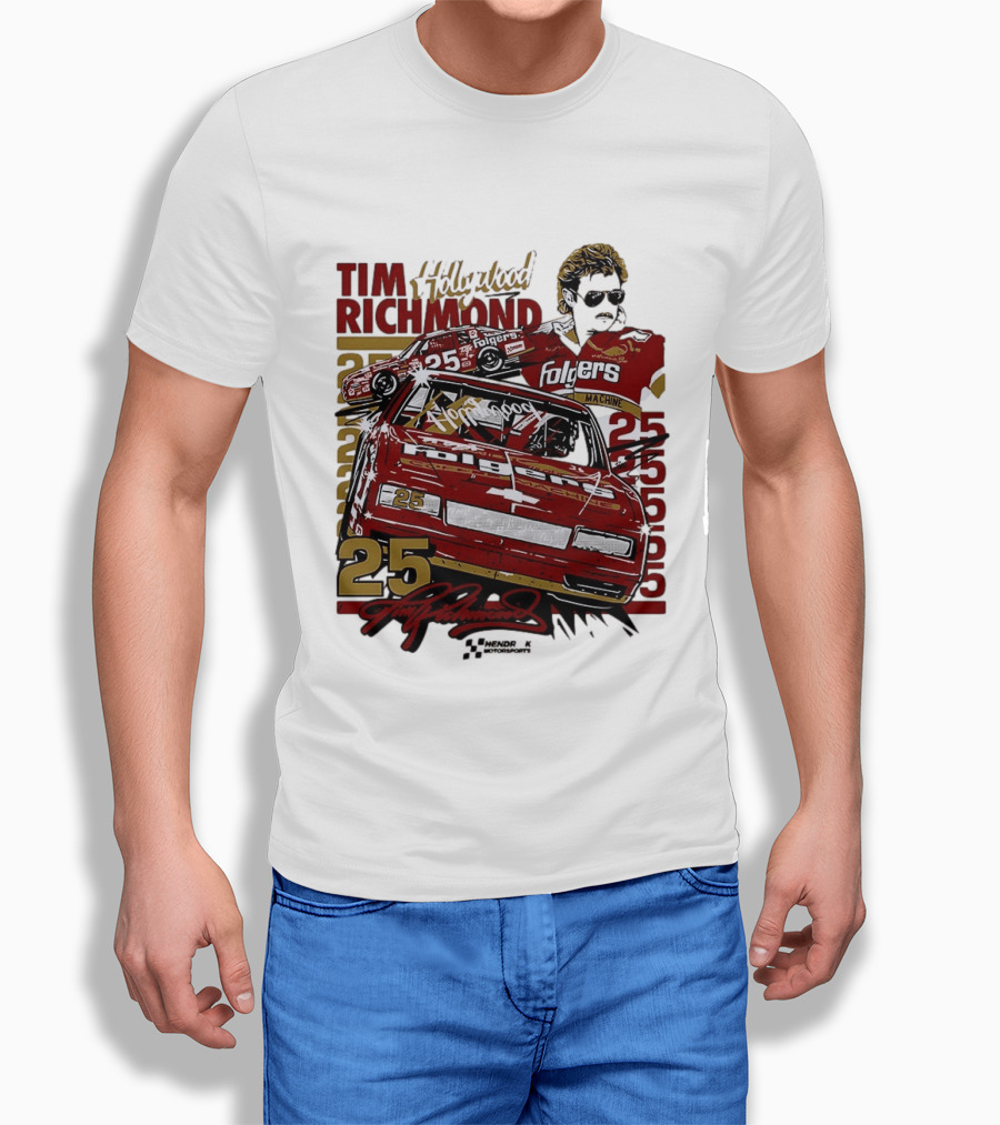 Tim Richmond Hollywood 25 Hendrick Motorsports Folgers NASCAR Racing T-Shirt
