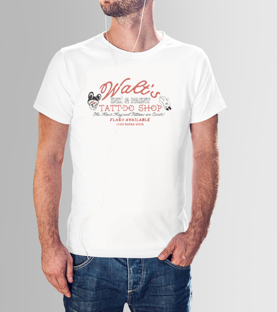 Walt's Ink & Paint Tattoo Shop The Most Magical Tattoos On Earth Flash Available Lake Buena Vista T-Shirt