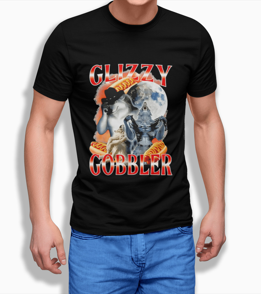 Glizzy Gobbler Wolf Moon Hot Dog Meme T-Shirt