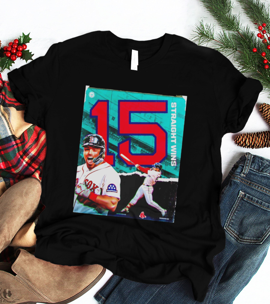 Boston Red Sox 15 Straight Wins Moose Mutual Collaboration T-Shirt