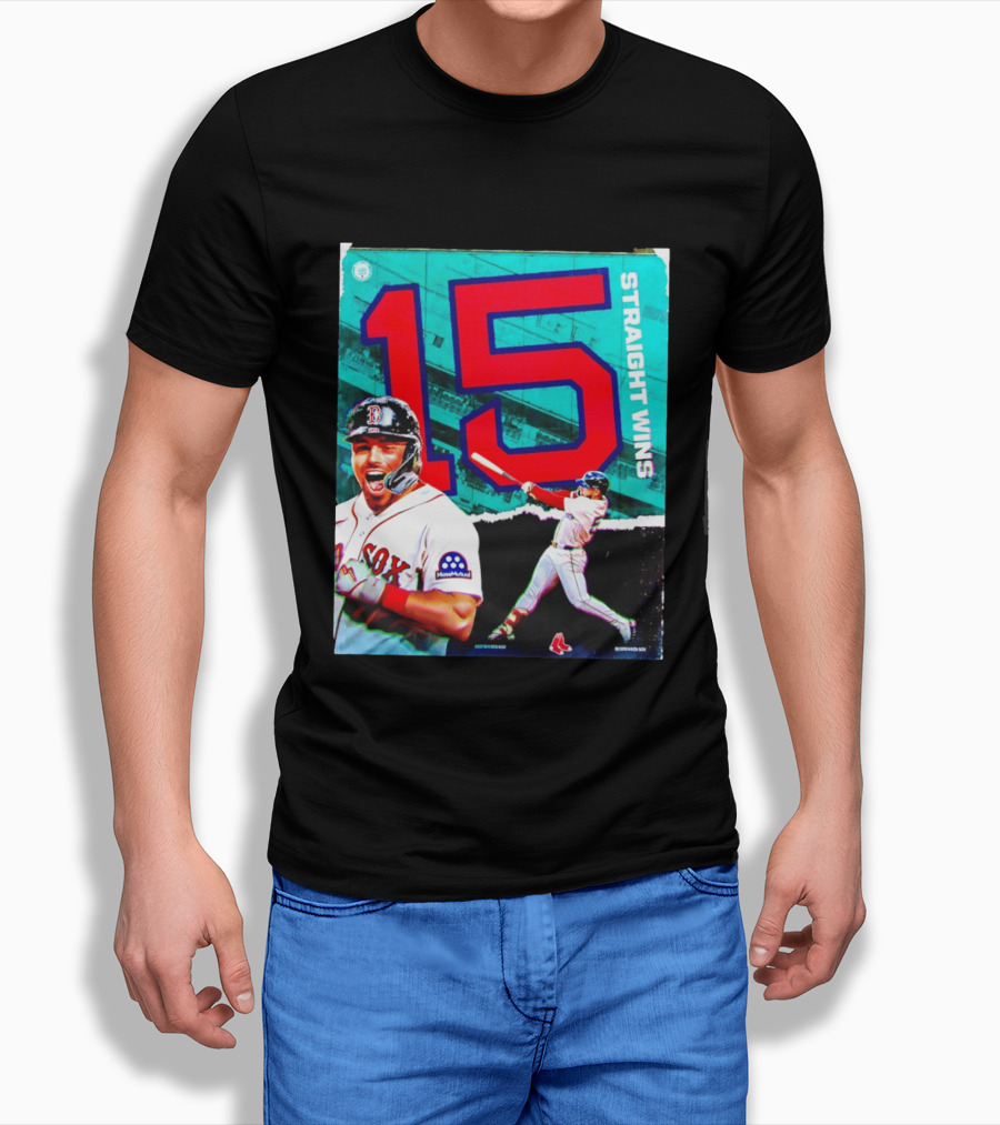 Boston Red Sox 15 Straight Wins Moose Mutual Collaboration T-Shirt