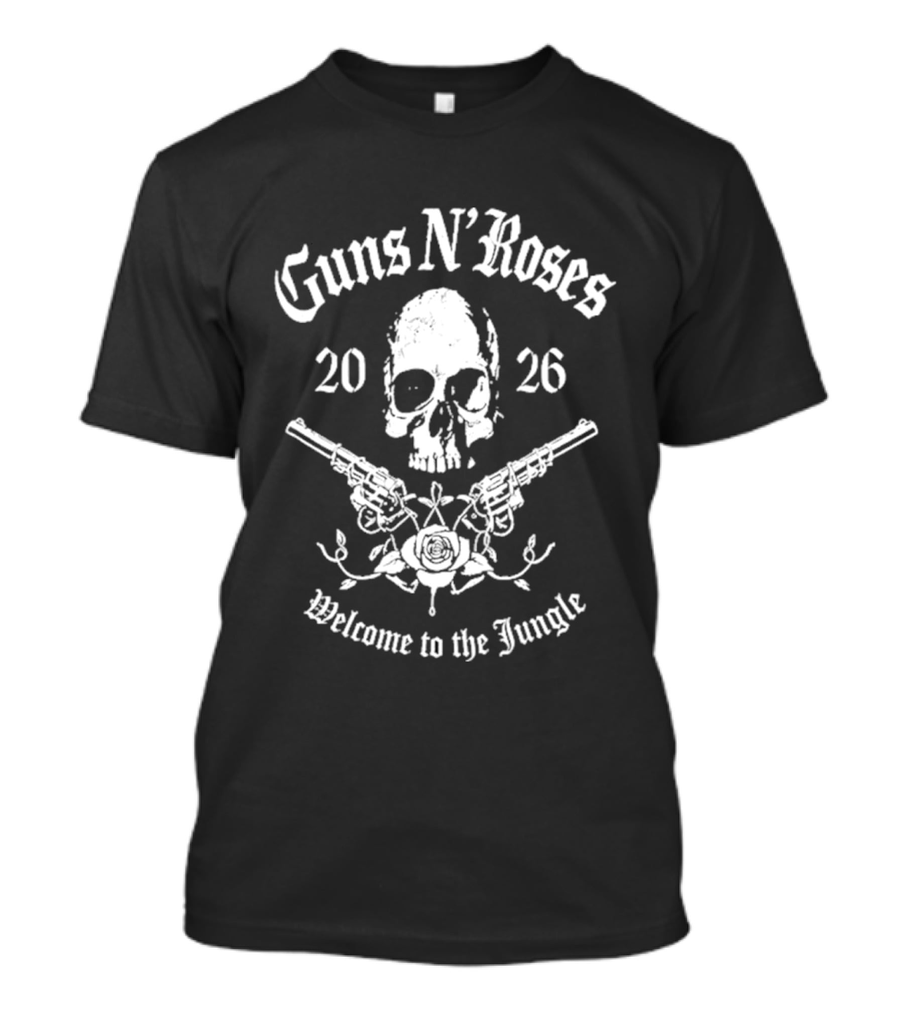 Guns N Roses 2026 Welcome To The Jungle Skull Pistols T-Shirt