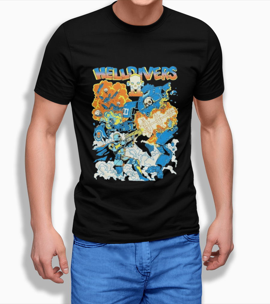Helldivers 2 Explosive Battle Remember Outpost 32 Retro Skull Warfare T-Shirt