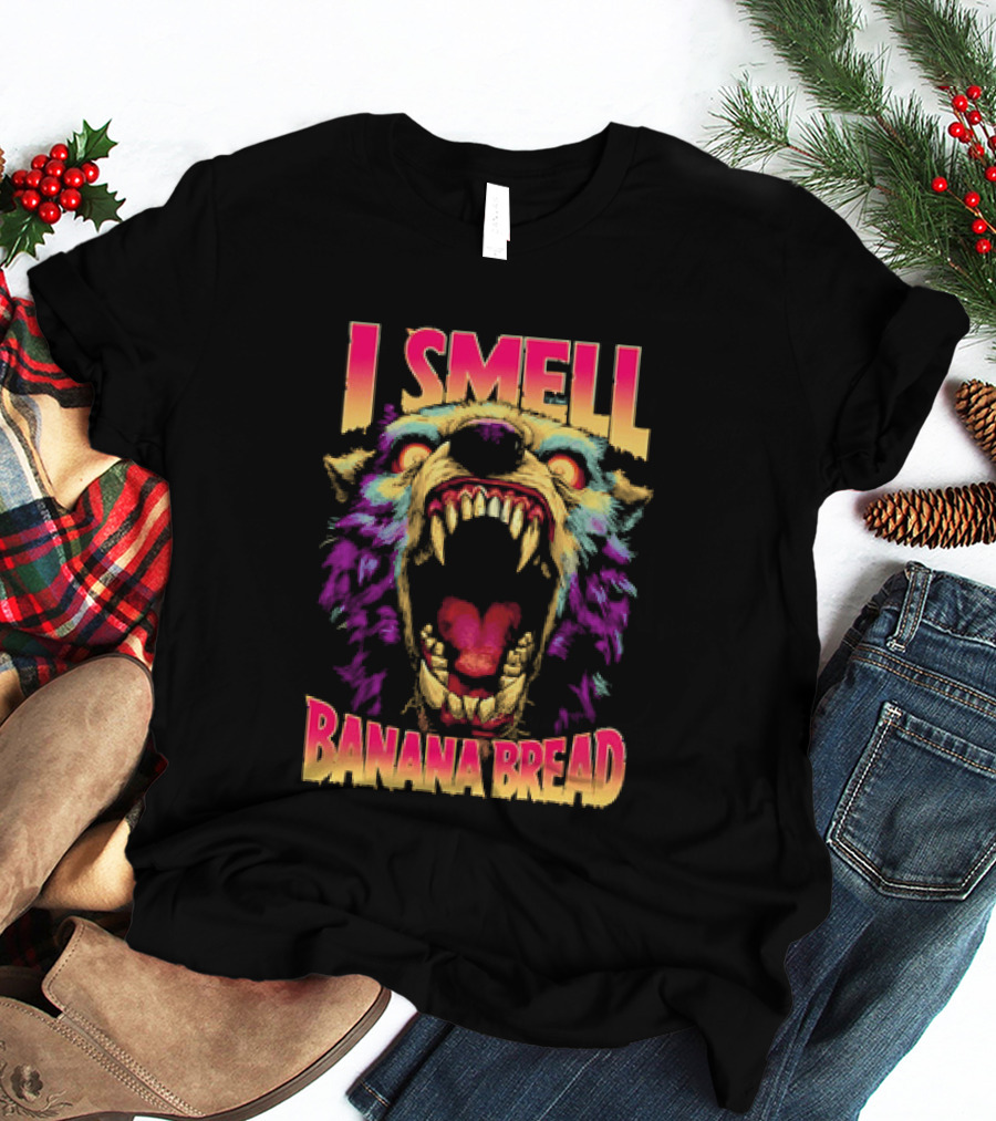 Hungry Werewolf I Smell Banana Bread Colorful Roaring Beast T-Shirt