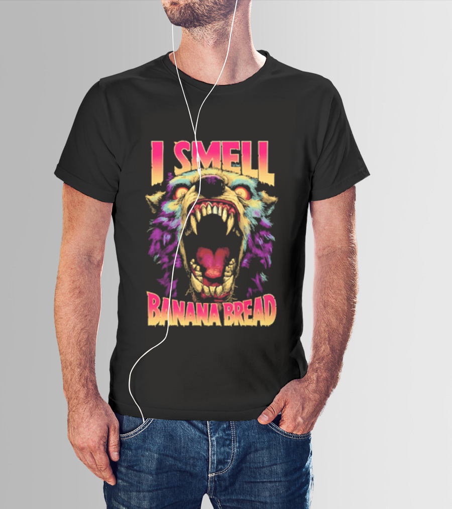 Hungry Werewolf I Smell Banana Bread Colorful Roaring Beast T-Shirt