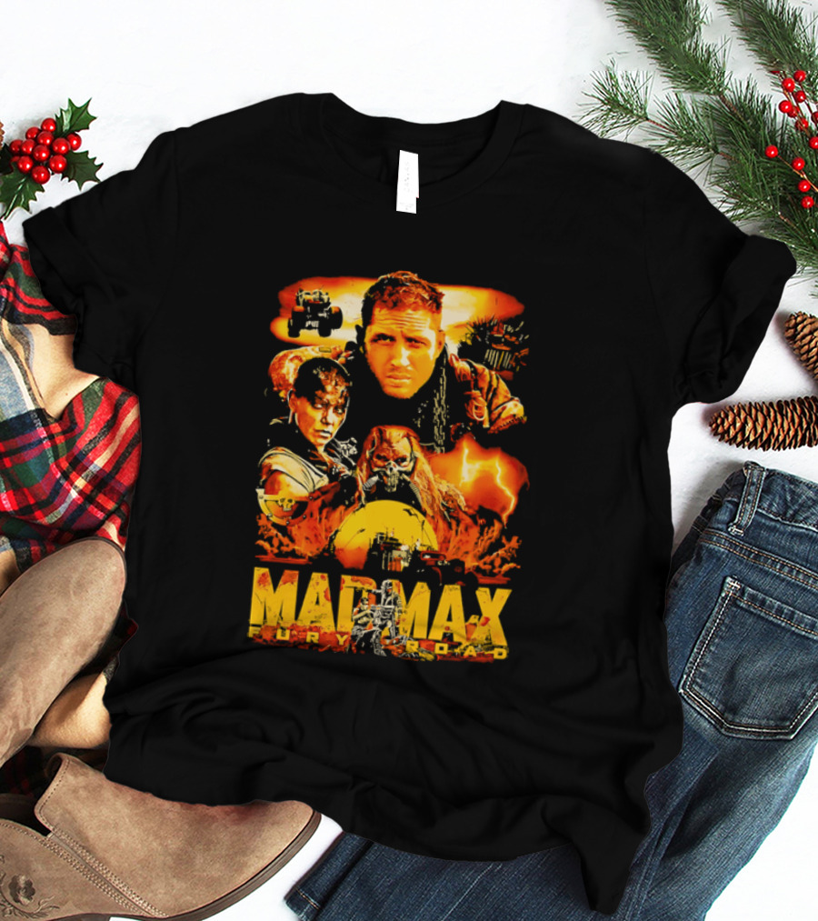 Mad Max Fury Road Characters Illustrated In Bold Orange Tones T-Shirt