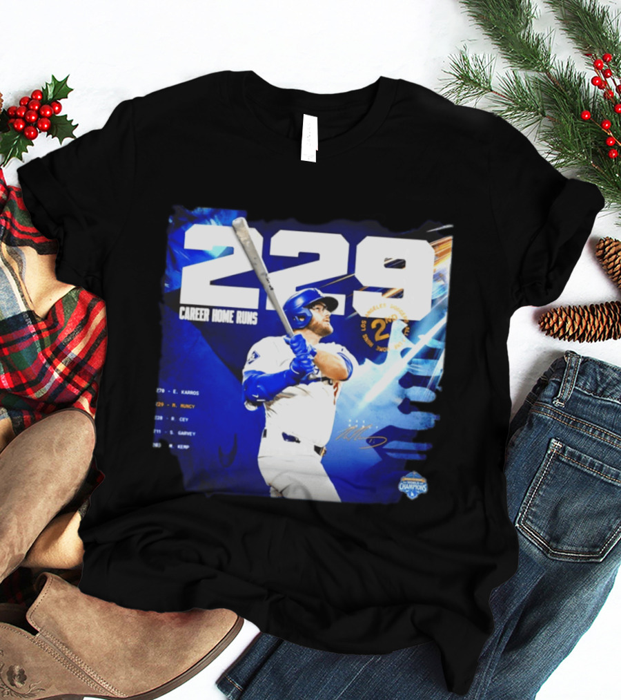 Max Muncy Los Angeles Dodgers 229 Career Home Runs Celebration MLB Champions T-Shirt