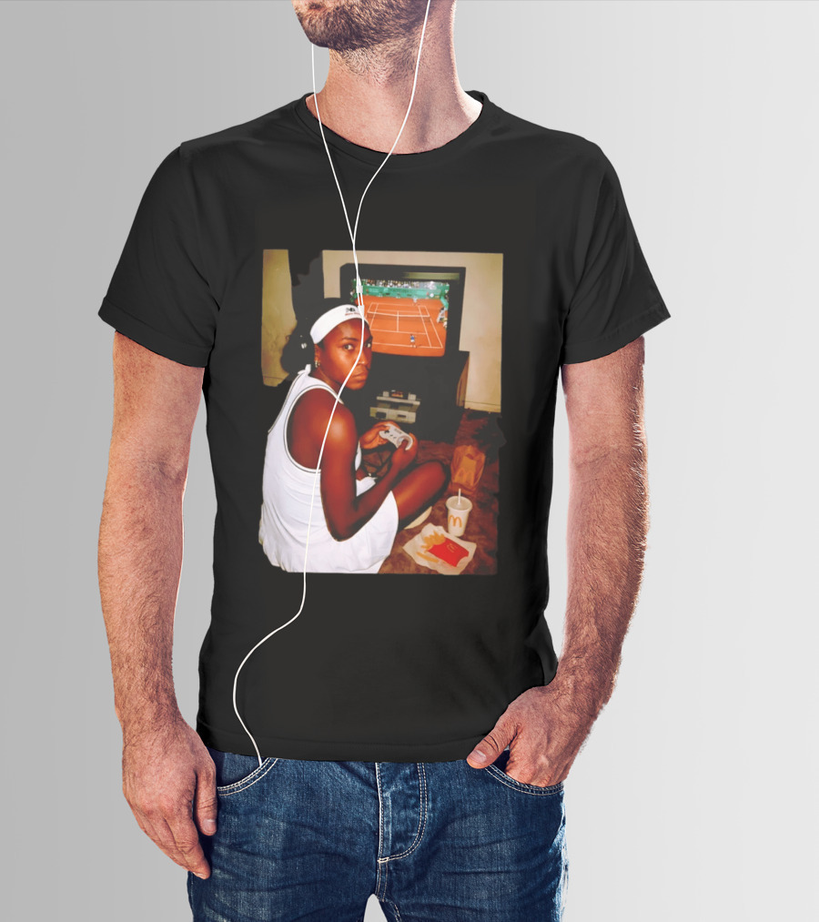 Coco Gauff Playing Retro Tennis Video Game With McDonald's Snacks T-Shirt