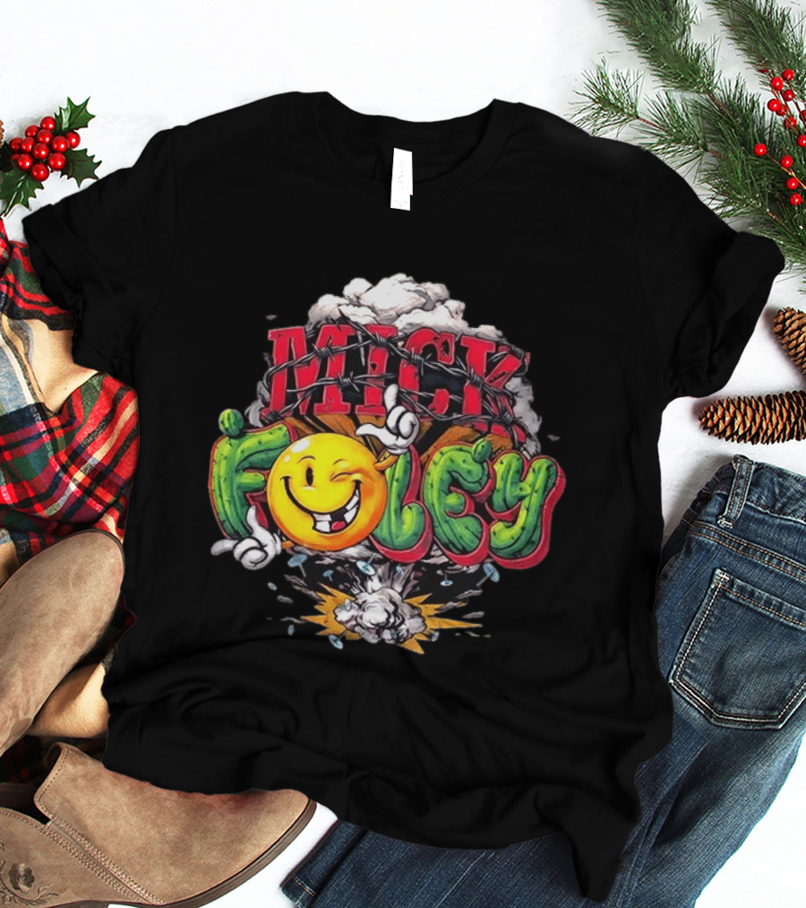 Mick Foley Smiley Explosion Barbed Wire T-Shirt
