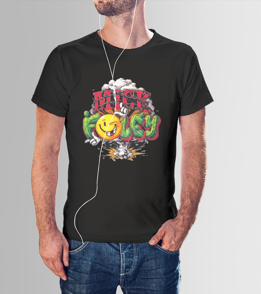 Mick Foley Smiley Explosion Barbed Wire T-Shirt