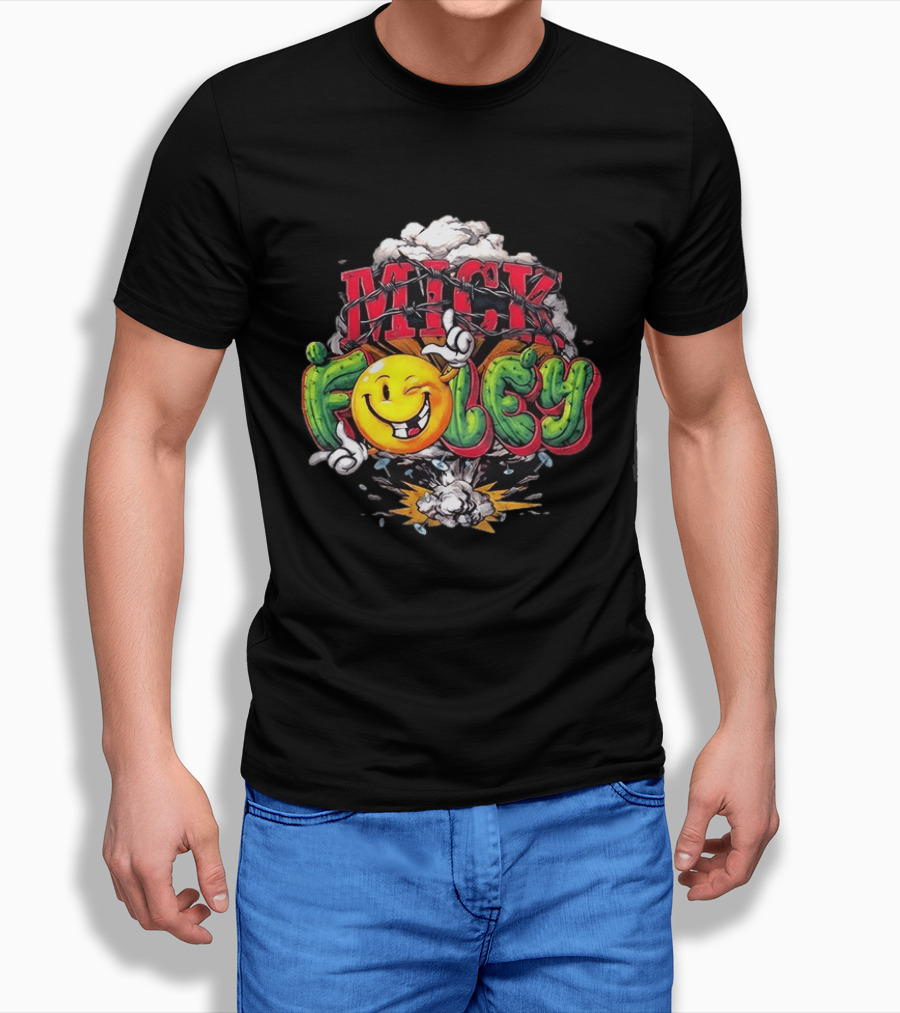 Mick Foley Smiley Explosion Barbed Wire T-Shirt