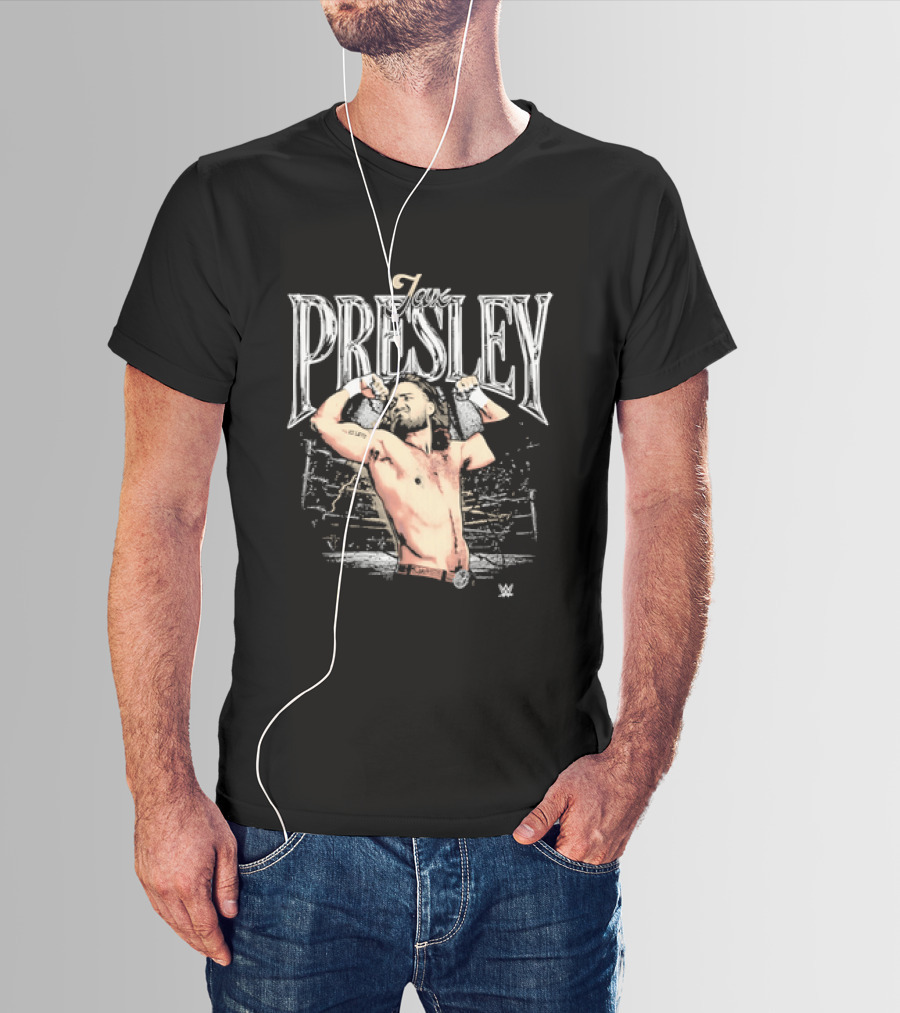 Jax Presley Flexing Muscles WWE Presley Backdrop T-Shirt