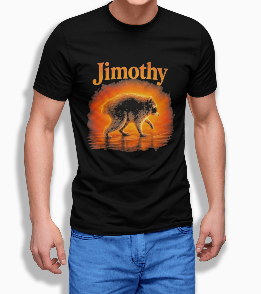 Jimothy Raccoon Silhouette Glowing Sunset Nature Scene T-Shirt